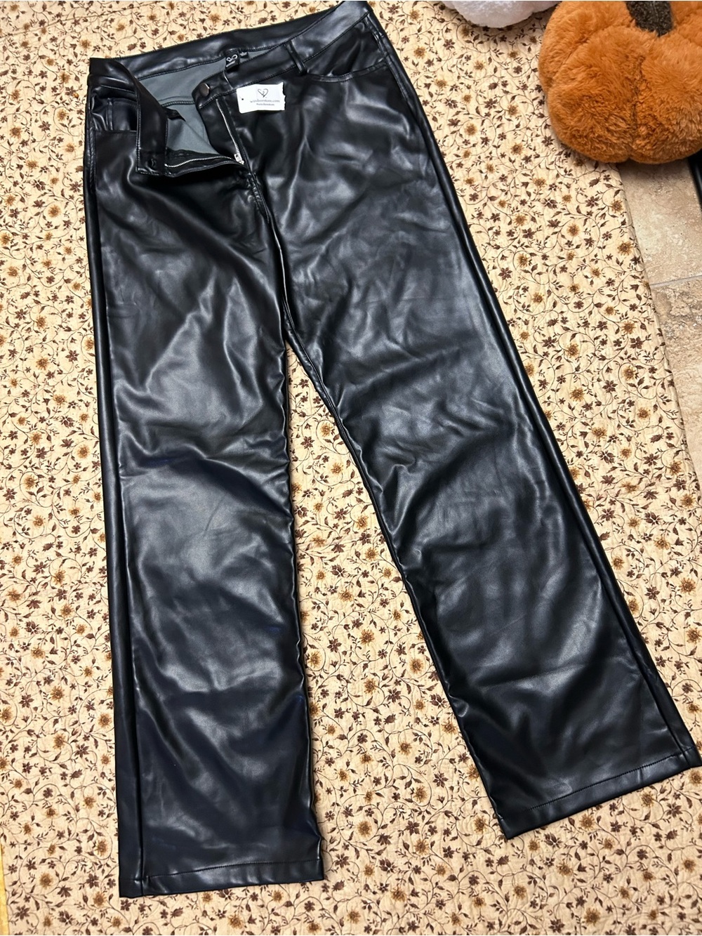 Windsor Black Faux Leather Straight-Leg Pants